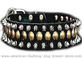 3 rows leather spiked and studded dog collar 3 rows leather spiked and studded dog collar