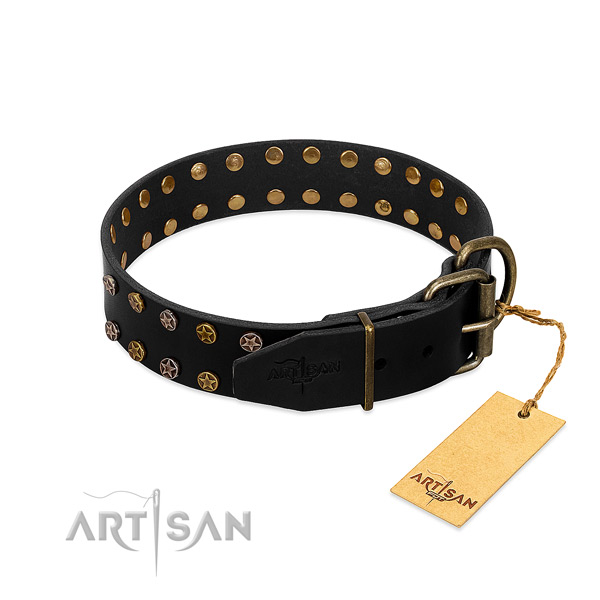 Full grain genuine leather collar with extraordinary studs for your doggie