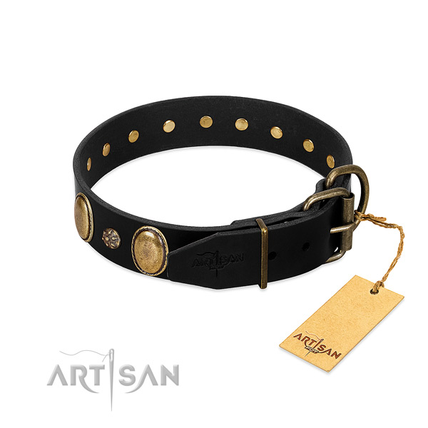 Comfy wearing soft to touch natural genuine leather dog collar