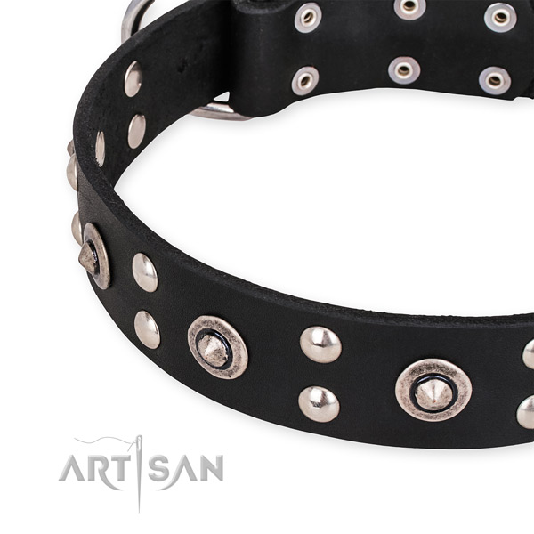 Full grain natural leather collar with rust resistant buckle for your lovely canine