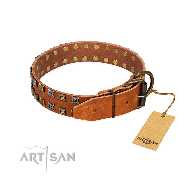 Soft to touch full grain leather dog collar crafted for your doggie