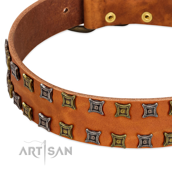 High quality natural leather dog collar for your stylish pet