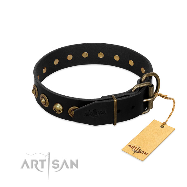 Genuine leather collar with designer decorations for your four-legged friend