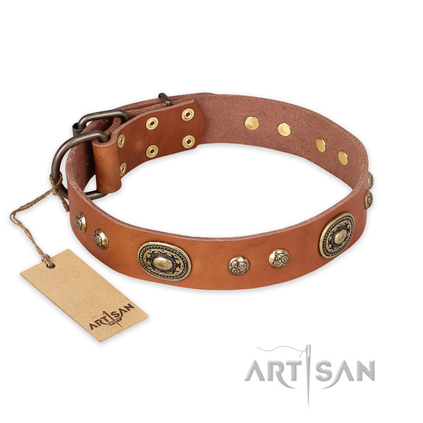Top quality leather dog collar for fancy walking