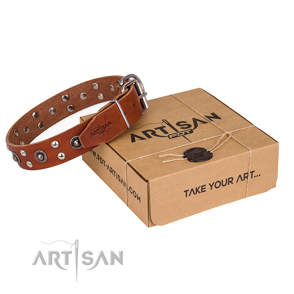 Rust resistant fittings on genuine leather collar for your beautiful canine