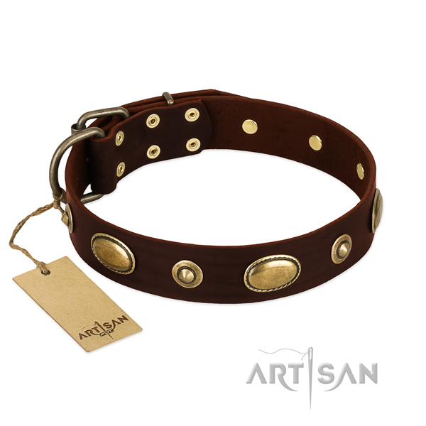 Handmade full grain genuine leather collar for your doggie
