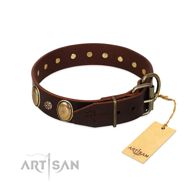 Comfortable wearing quality leather dog collar