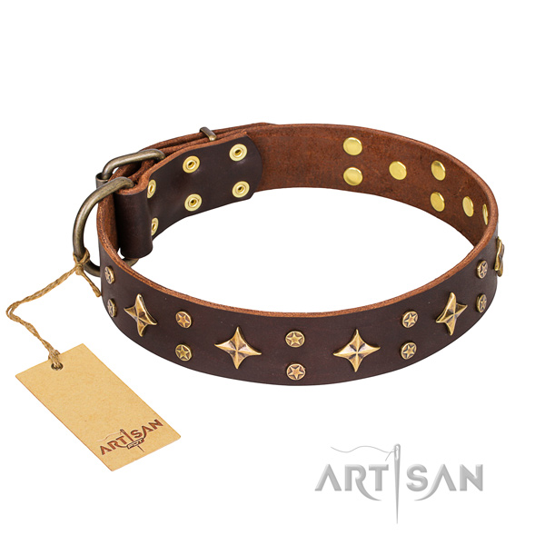 Incredible genuine leather dog collar for handy use