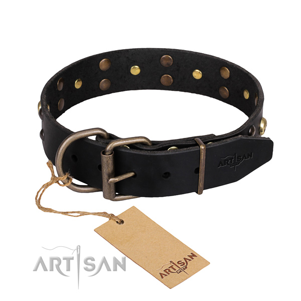 Daily leather dog collar with unique design decorations