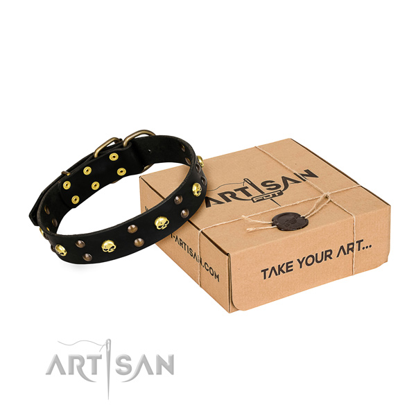Hardwearing leather dog collar with durable details